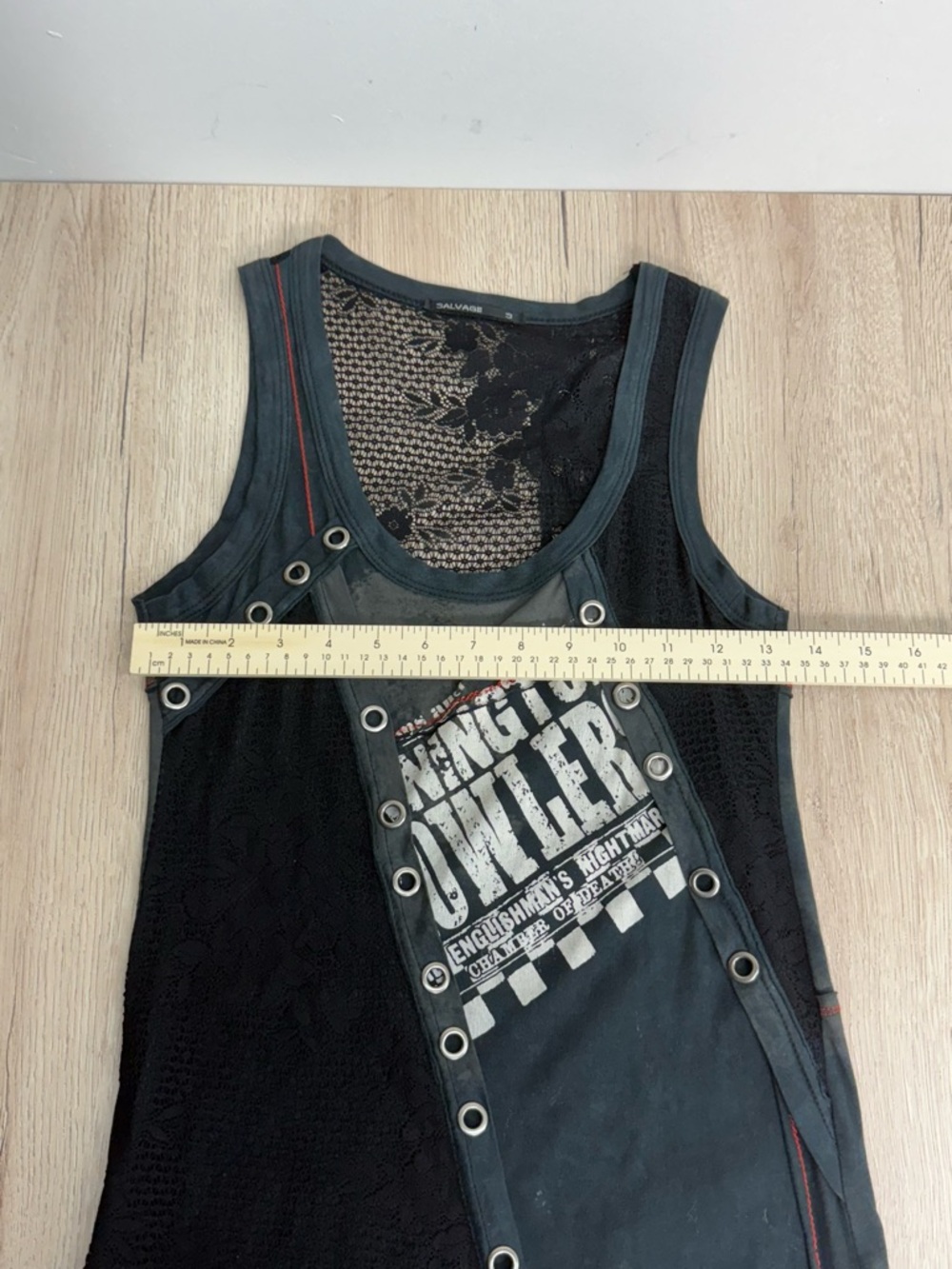 SALVAGE Sleeveless Black/Gray/White Graphic Lace up Tank Top Tunic Dress Sz S - Picture 9 of 14